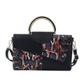 Closeout Deal Black and White Snake Print Genuine Leather Convertible Tote Bag (11.02"x1.18"x6.69") with Shoulder Strap - Sticky add to cart bar