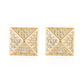 10K Yellow Gold Micropave Square Stud Earrings - Sticky add to cart bar