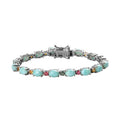 Larimar and Multi-Tourmaline Bracelet in Platinum Over Sterling Silver (8.00 In) 10.70 Grams 18.65 ctw - Sticky add to cart bar