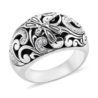 BALI LEGACY Natural White Zircon Dragonfly Ring in Sterling Silver 12.10 Grams 0.60 ctw