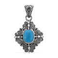 Bali Legacy Sleeping Beauty Turquoise Butterfly & Floral Pendant in Sterling Silver 2.25 ctw - Sticky add to cart bar