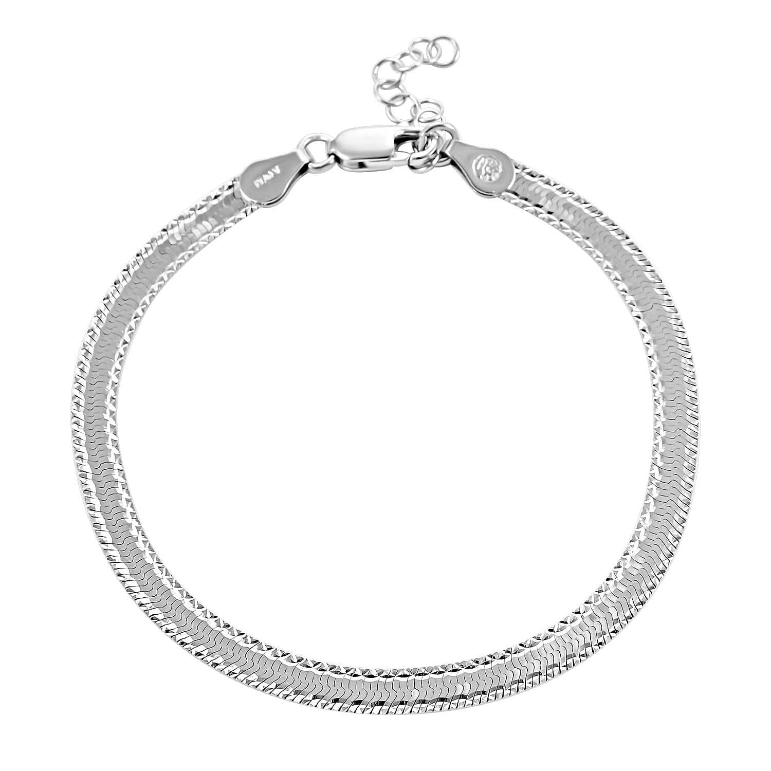 Italian Sterling Silver Herringbone Bracelet (7.00 In) (4.10 g)
