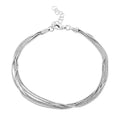 Italian Rhodium Over Sterling Silver 5 Lines Star Dust Snake Bracelet (7.00 In) 4.70 Grams - Sticky add to cart bar