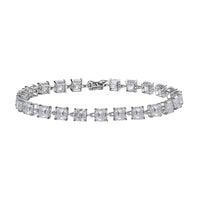 LUXORO 10K White Gold Asscher Cut Moissanite Link Bracelet (6.50 In) 4 Grams 13.85 ctw (Delivery in 7-10 Business Days)