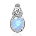 Kuisa Rainbow Moonstone Solitaire Pendant in Platinum Over Copper 5.50 ctw - Sticky add to cart bar