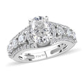 Moissanite (Ovl 9x7mm) Ring in Rhodium Over Sterling Silver (Size 10.0) 3.00 ctw - Sticky add to cart bar