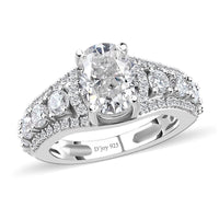 Moissanite (Ovl 9x7mm) Ring in Rhodium Over Sterling Silver (Size 10.0) 3.00 ctw