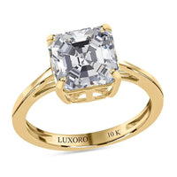 Luxoro 10K Yellow Gold Asscher Cut Moissanite Solitaire Ring 2.50 ctw
