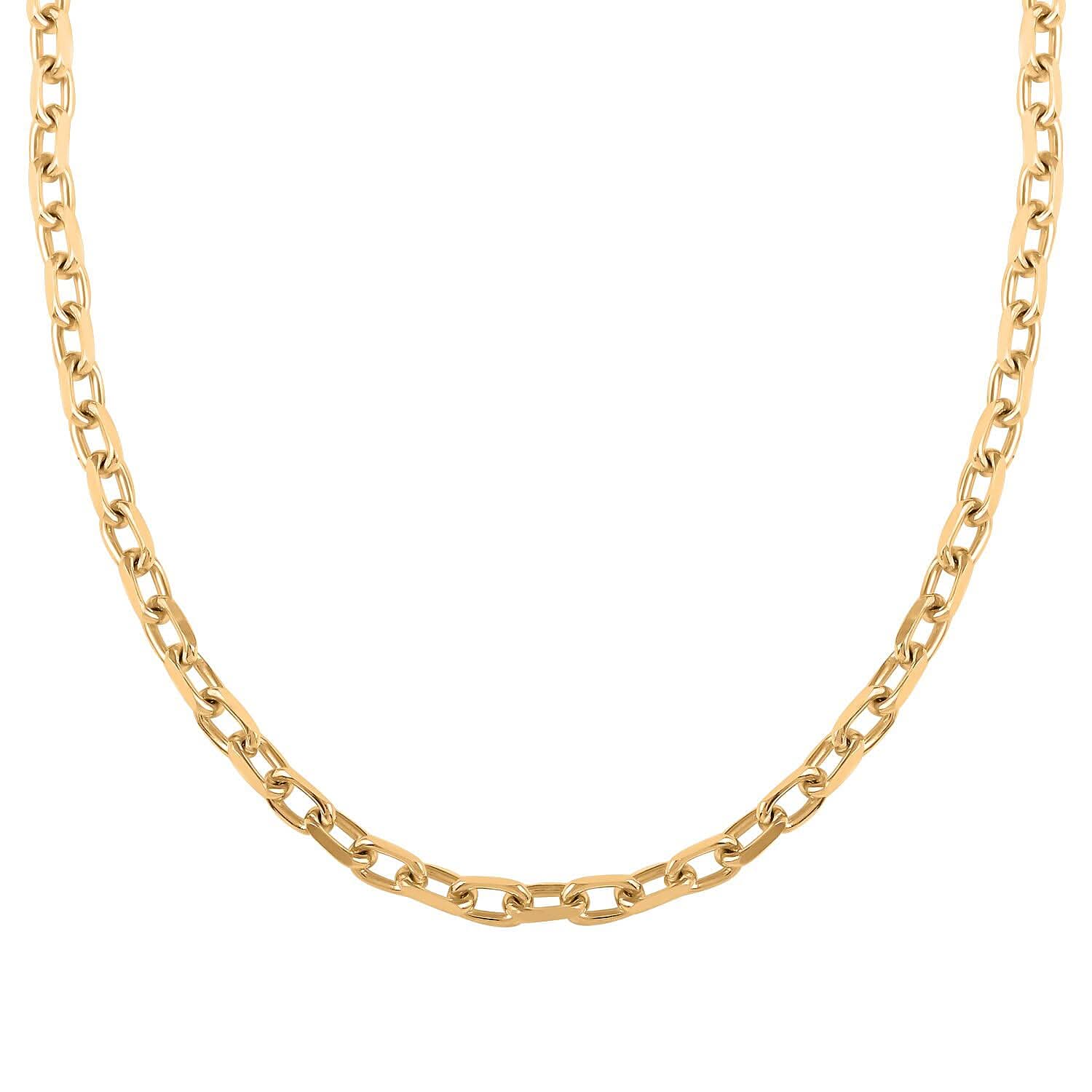 Italian 14K Yellow Gold Over Sterling Silver Power Chain Necklace 20 Inches 21.5 Grams