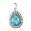 Artisan Crafted Blue Moon Turquoise Solitaire Pendant in Sterling Silver 4.75 ctw - Sticky add to cart bar