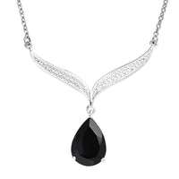 Thai Black Spinel Necklace 18 Inches in Sterling Silver and Stainless Steel 5.85 ctw