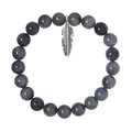 Malagasy Labradorite Beaded Feather Charm Bracelet in Sterling Silver (7.25 In) 163.40 ctw - Sticky add to cart bar