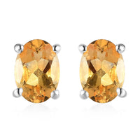 Brazilian Citrine Stud Earrings in Sterling Silver 1.40 ctw