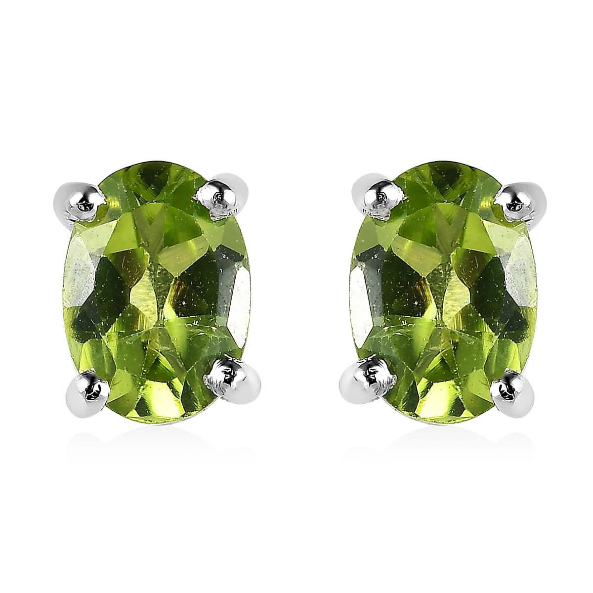 Peridot Stud Earrings in Platinum Over Sterling Silver 1.50 ctw