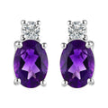 Amethyst and White Topaz Stud Earrings in Sterling Silver and Stainless Steel 1.60 ctw - Sticky add to cart bar