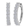 One Time Only Moissanite (Cush 4x4 mm) Hoop Earrings in Platinum Over Sterling Silver 5.50 ctw - Sticky add to cart bar