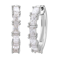Princess Cut Moissanite (Bgt 5x3mm) Hoop Earrings in Vermeil YG Over Silver (7.30 g) 3.50 ctw