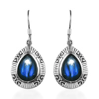 Artisan Crafted AAA Malagasy Labradorite Dangle Earrings in Sterling Silver 12.75 ctw