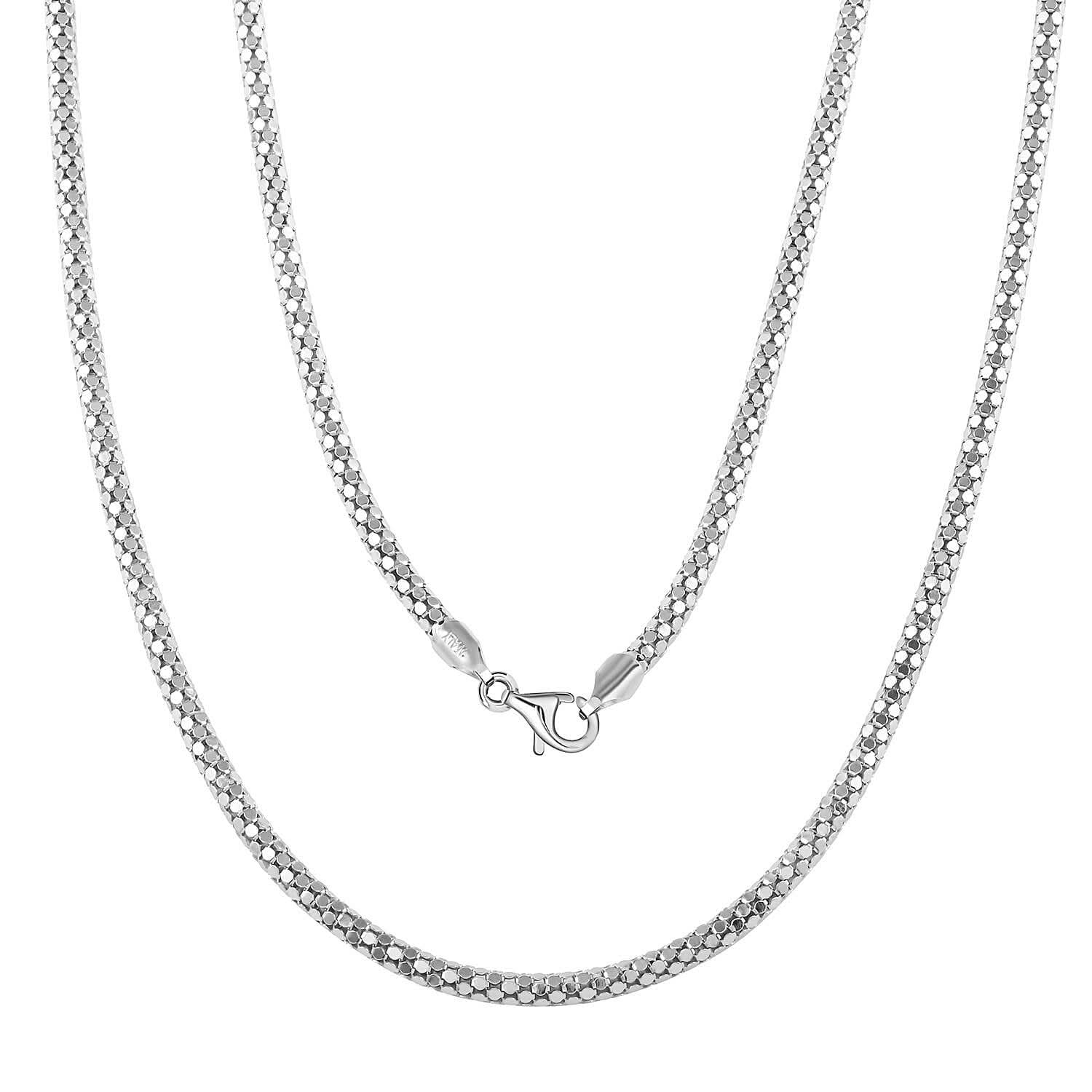Italian Sterling Silver Popcorn Closed Necklace 30 Inches 22.3 Grams