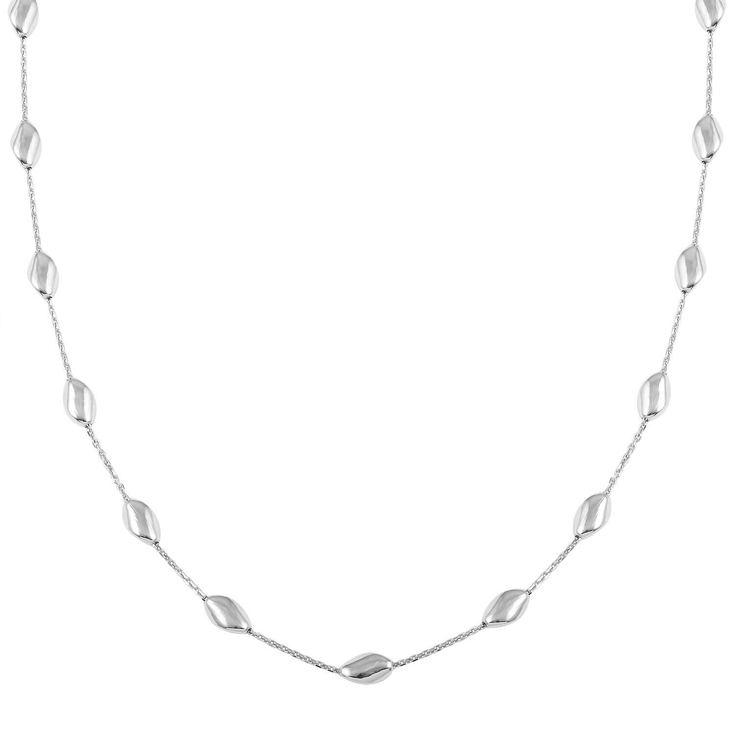 Italian Sterling Silver Station Chip Necklace 18 Inches 6 Grams