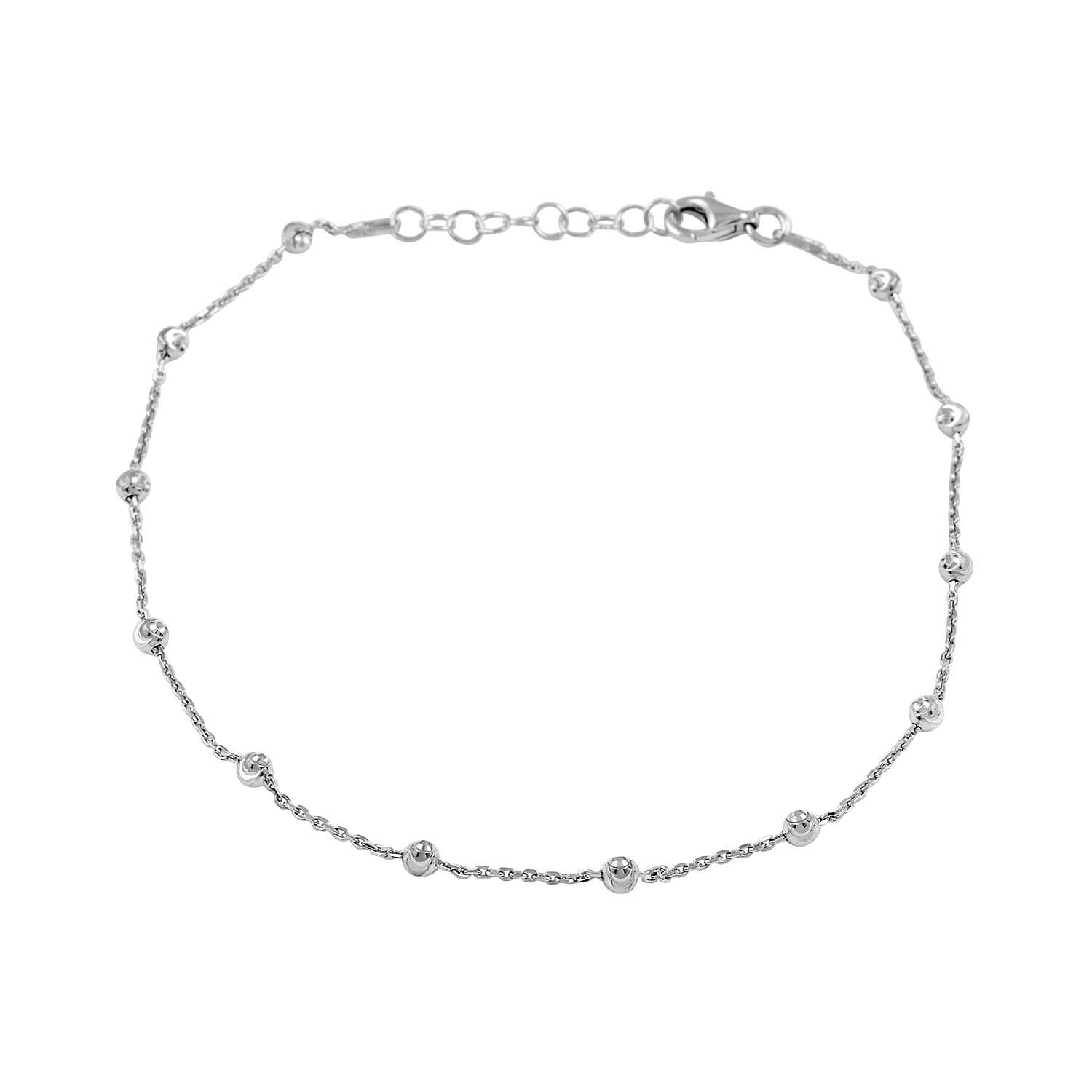 Italian Sterling Silver Station Round Moon Bracelet (9.00 In) 2.30 Grams