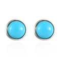 Premium American Natural Sleeping Beauty Turquoise Solitaire Stud Earrings in Platinum Over Sterling Silver 1.00 ctw - Sticky add to cart bar