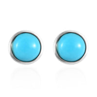 Premium American Natural Sleeping Beauty Turquoise Solitaire Stud Earrings in Platinum Over Sterling Silver 1.00 ctw