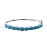 Premium American Natural Sleeping Beauty Turquoise Bangle Bracelet in Platinum Over Sterling Silver (6.50 In) 11.60 Grams 6.50 ctw
