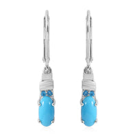Sleeping Beauty Turquoise and Malgache Neon Apatite Dangle Earrings in Platinum Over Sterling Silver 1.35 ctw