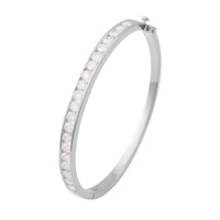 Moissanite Bangle Bracelet in Rhodium Over Sterling Silver (6.50 In) 4.15 ctw