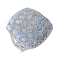 Australian White Opal and Moissanite Ring in Platinum Over Sterling Silver 8 Grams 4.75 ctw - Sticky add to cart bar