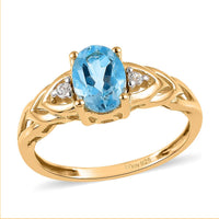Marambaia Topaz and Cambodian White Zircon Ring in Vermeil Yellow Gold Over Sterling Silver 1.00 ctw