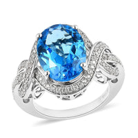 Marambaia Topaz and White Zircon Ring in Platinum Over Sterling Silver 7.90 ctw