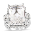 Radiant Cut White Topaz Ring in Platinum Over Sterling Silver 18.60 ctw - Sticky add to cart bar