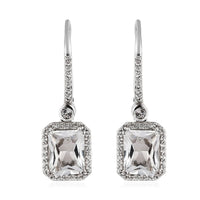White Topaz Dangling Earrings in Platinum Over Sterling Silver 9.25 ctw