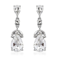 White Topaz Dangle Earrings in Platinum Over Sterling Silver 6.75 ctw