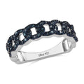 Blue Diamond Chain Band Ring in Platinum Over Sterling Silver (Size 10.0) 0.33 ctw - Sticky add to cart bar