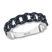 Blue Diamond Chain Band Ring in Platinum Over Sterling Silver (Size 10.0) 0.33 ctw