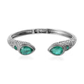 Emeraldine Quartz (Triplet) Cuff Bracelet in Stainless Steel (7.25 In) 12.50 ctw - Sticky add to cart bar
