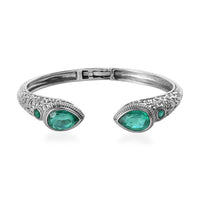 Emeraldine Quartz (Triplet) Cuff Bracelet in Stainless Steel (7.25 In) 12.50 ctw