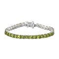 Asscher Cut American Natural Arizona Peridot Bracelet in Platinum Over Sterling Silver (6.50 In) 12.40 ctw - Sticky add to cart bar