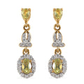 Natural Chrysoberyl and White Zircon Dangle Earrings in Vermeil Yellow Gold Over Sterling Silver 1.25 ctw - Sticky add to cart bar