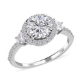 Moissanite Halo Ring in Rhodium Over Sterling Silver 2.35 ctw - Sticky add to cart bar