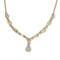 Premium Natural Chrysoberyl and Moissanite Y-Shape Necklace 18 Inches in Vermeil Yellow Gold Over Sterling Silver 2.10 ctw