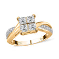 Moissanite Twisted Shank Ring in Platinum Over and Vermeil YG Over Sterling Silver (Delivery in 7-10 Business Days) 0.85 ctw - Sticky add to cart bar