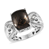 Karis Matrix Silver Shungite and Simulated Diamond Ring in Platinum Bond 3.10 ctw