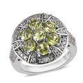 American Natural Arizona Peridot and Natural White Zircon Ring in Platinum Over Sterling Silver 3.00 ctw - Sticky add to cart bar