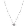 100 Facets Moissanite Halo Necklace 18 Inches in Rhodium Over Sterling Silver 4.35 ctw - Sticky add to cart bar