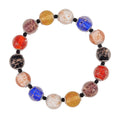Blue Color Murano Glass and Blue Glass Beaded Stretch Bracelet in Silvertone - Sticky add to cart bar