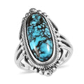 Artisan Crafted Blue Moon Turquoise Elongated Ring in Sterling Silver 5.35 ctw - Sticky add to cart bar